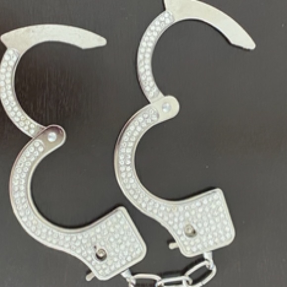 Swarovski Embellished Silver Handcuffs Purchased in Paris, France - Picture 5 of 8
